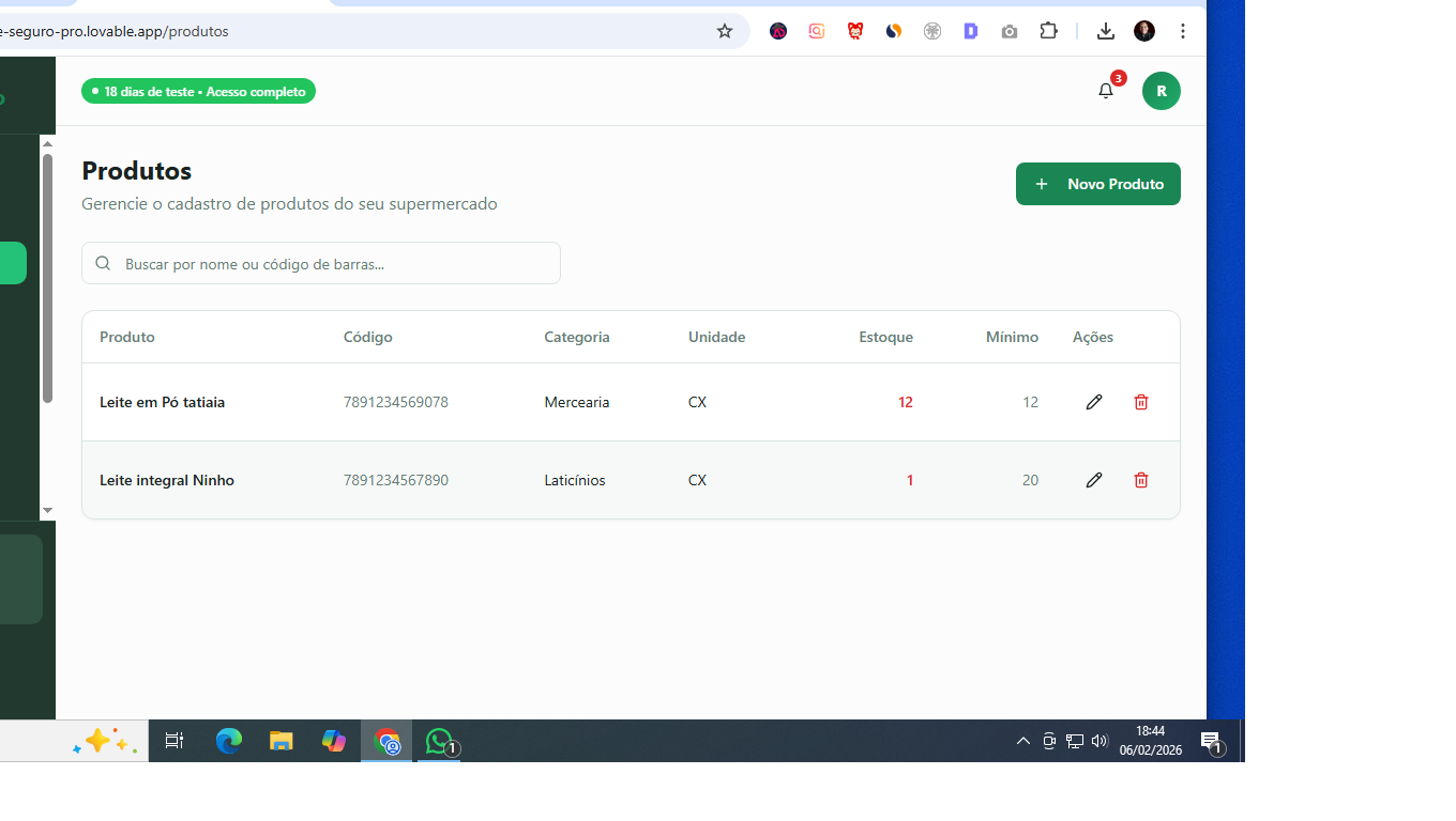 imagem de controle de validade do app estoque seguro